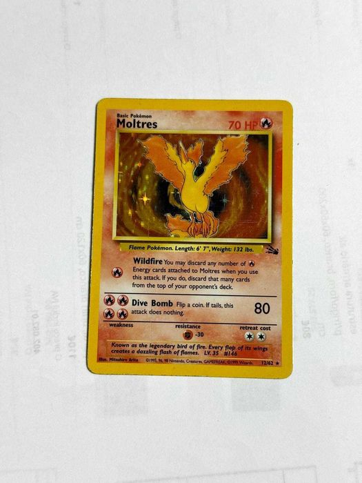 Moltres Holo 12/62 Rare Fossil Original Pokémon Card TCG - ENG