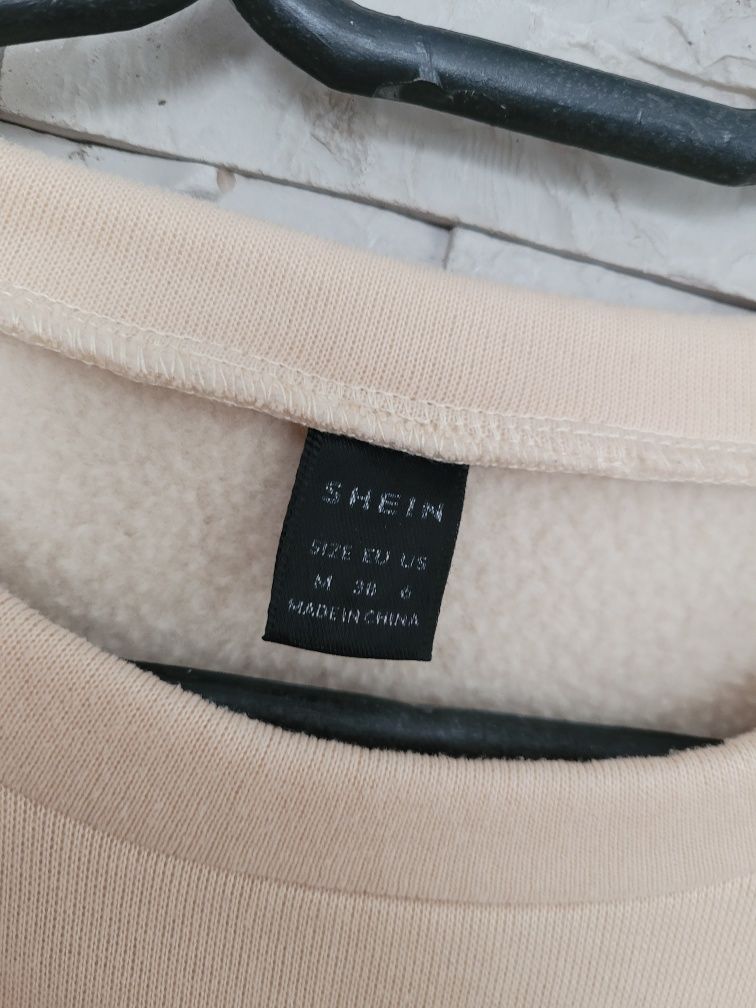 Beżowa bluza bez kaptura z motylem Shein Unisex M