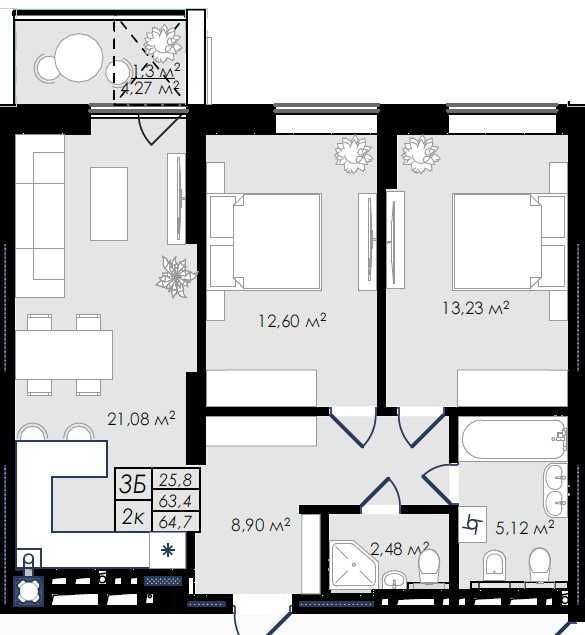 Продаж 2 кім. квартири в новобудові вул. Стрийська 121-Б, ЖК Простір