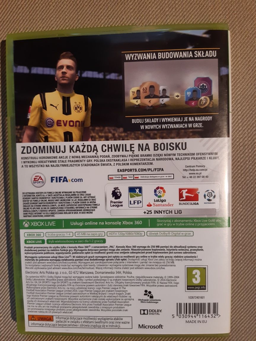 Gra FIFA 17 PL na konsolę xbox 360