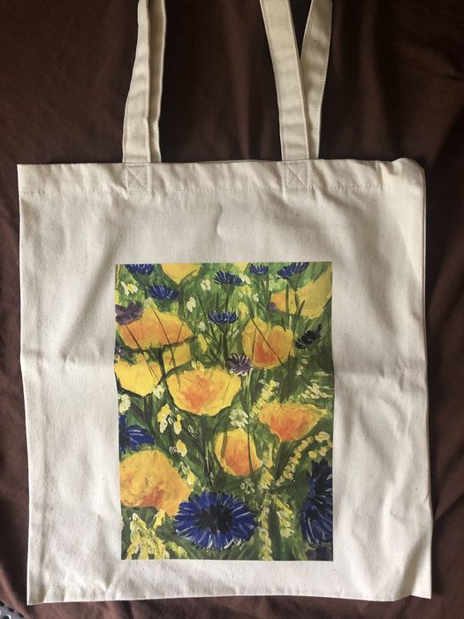 Еко сумка шопер з надрукованими квітами