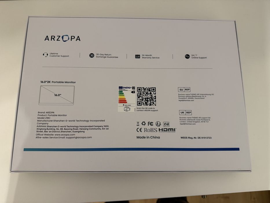 Monitor Portatil Arzopa [NOVO] Z1RC 16”