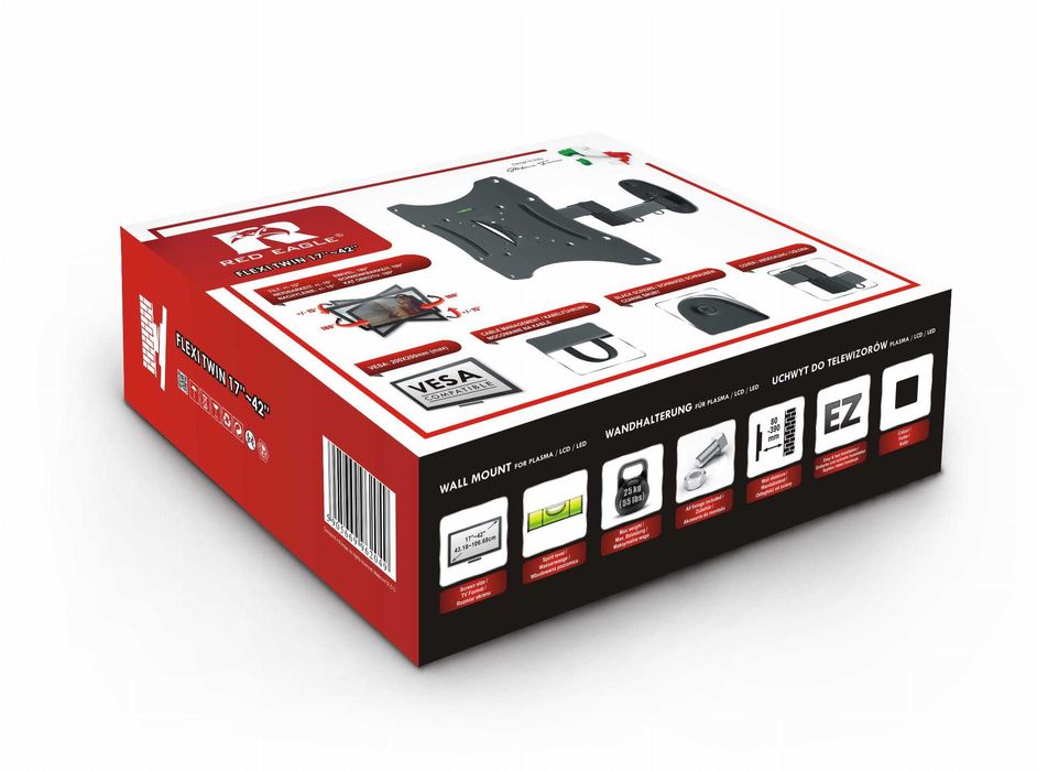 mega preço:Suporte Lcd Red Eagle Flexi Twin 17-42 25KG Vesa 200/200