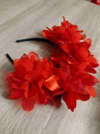 Opaska kwiaty Santa Muerte czerwona
