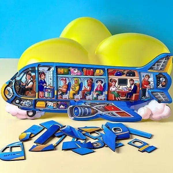 Гра пазли деревяна літак головоломка конструктор монтесорі