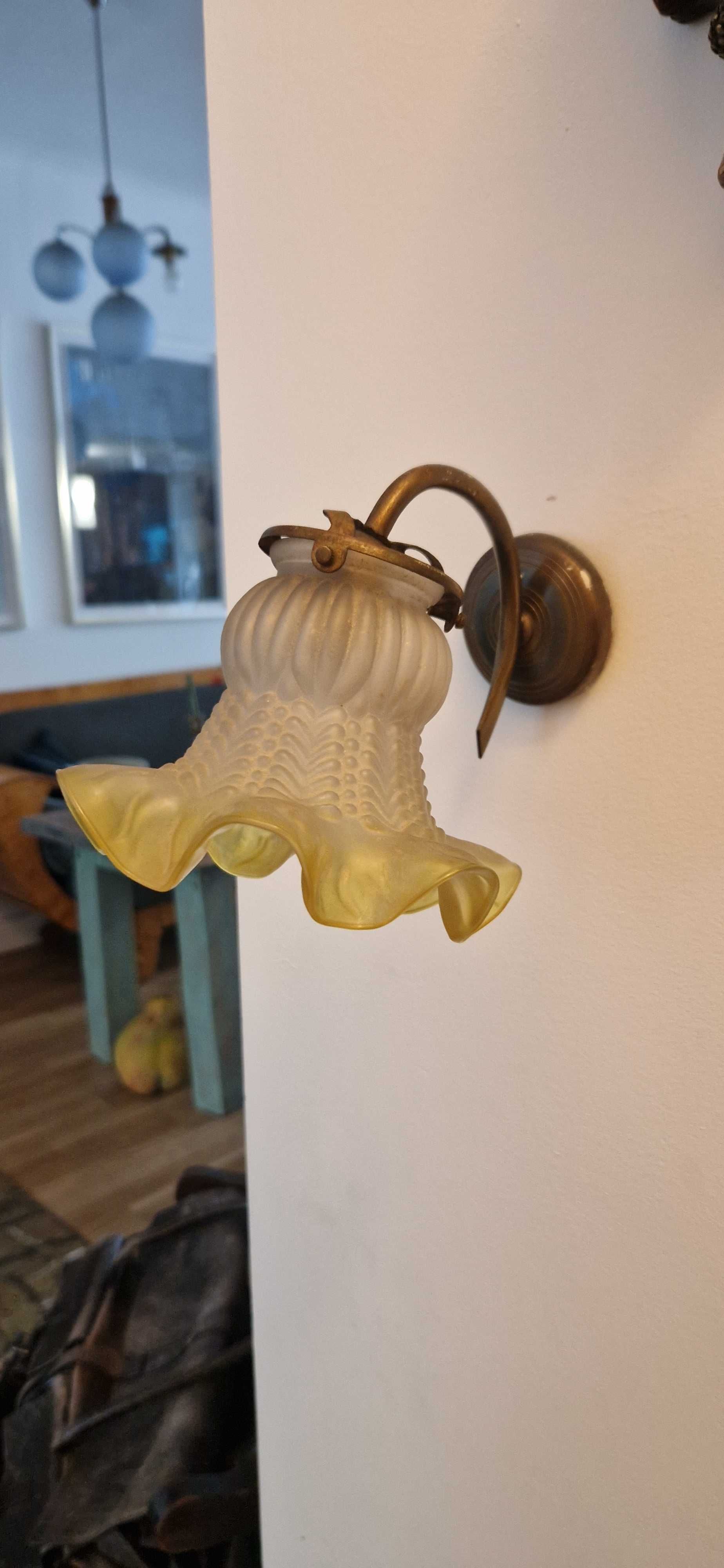 Antyk kinkiet mosiadz secesja klosz art deco unikat lampa design boho