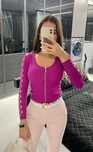 Sweter kardigan Guess bordo Śliwkowy dekold w v, na zamek r. XS/ 34