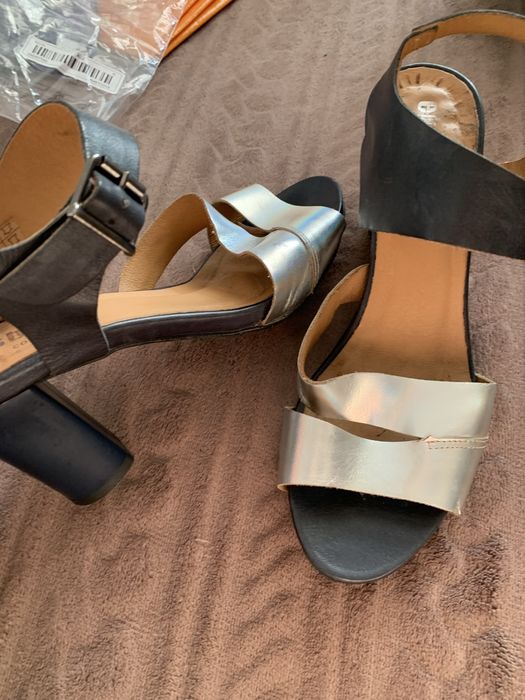 Sandaly granatowe srebrne Eksbut 37,5 skora