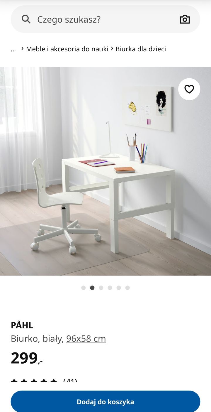 Biurko dziecięce regulowane Ikea