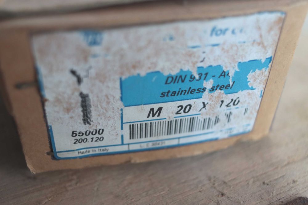 Parafusos sextavados M20x120 M16x180 porcas anilhas em aço inoxidável