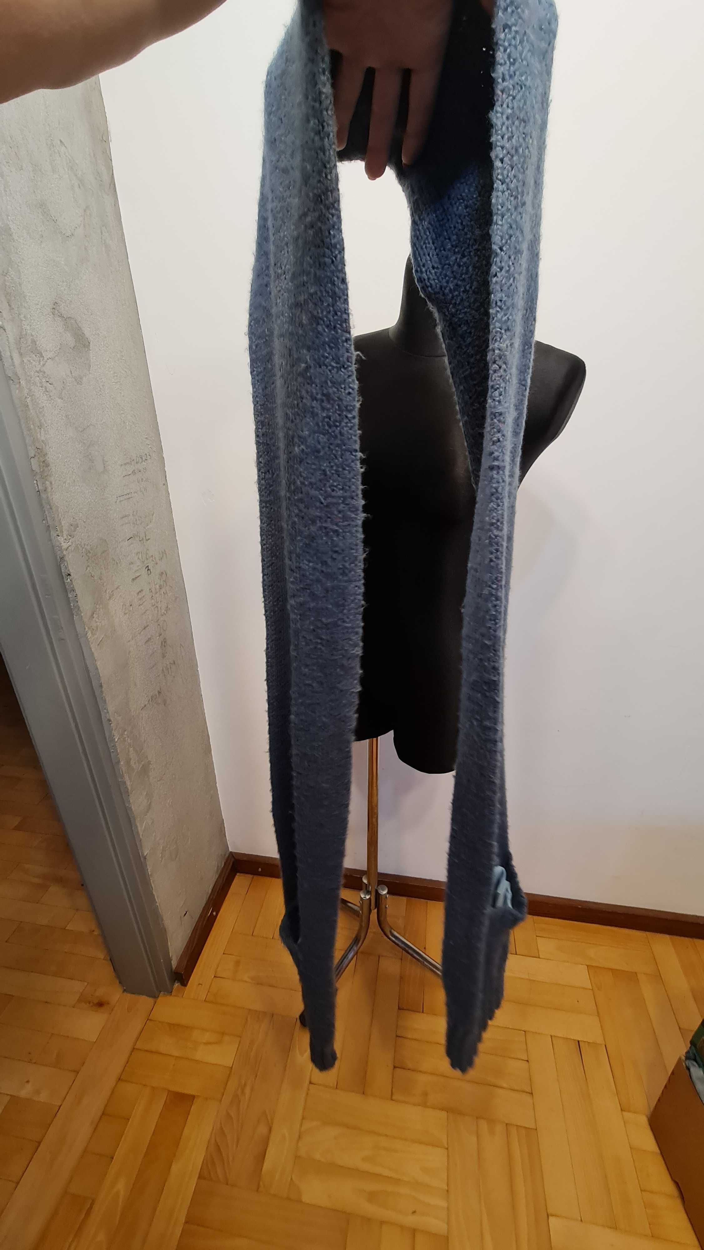 1916 Błękitny długi szal z kieszonkami Dr denim Jeansmakers