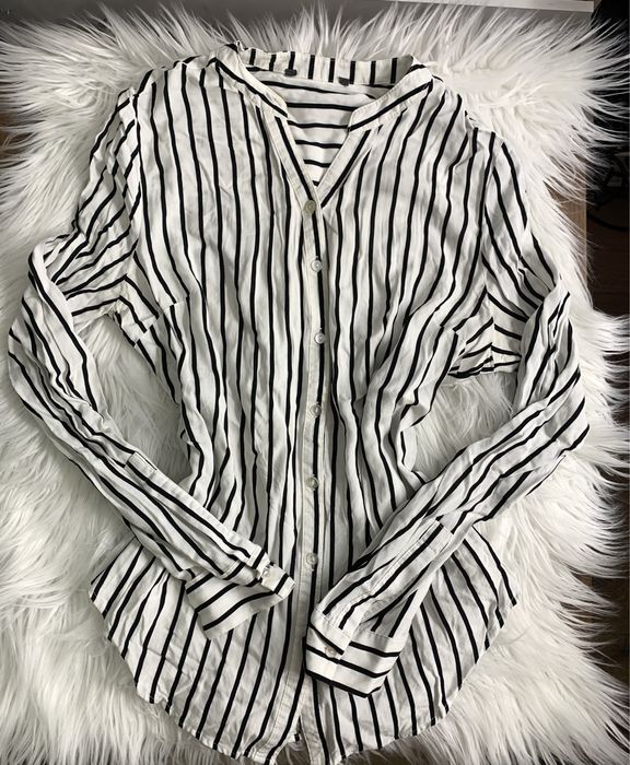 Koszula biała w czarne paski (XS)