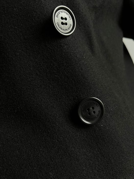 Czarny płaszcz Calvin Klein Jeans, dwurzędowy, S