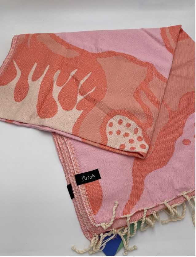 futah Ręcznik plażowy 100% bawełna 180x100 cm róż pomarańcz WWF