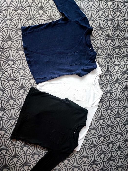 3x Longsleeve (biały, czarny, granatowy)
