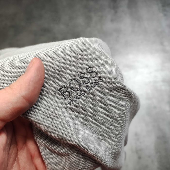 MĘSKA Koszulka POLO Elegancka Szara Bawełna Rękawki Hugo Boss Logo