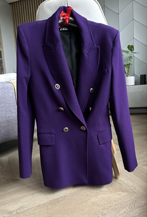 Zara Fioletowa dwurzędowa marynarka S