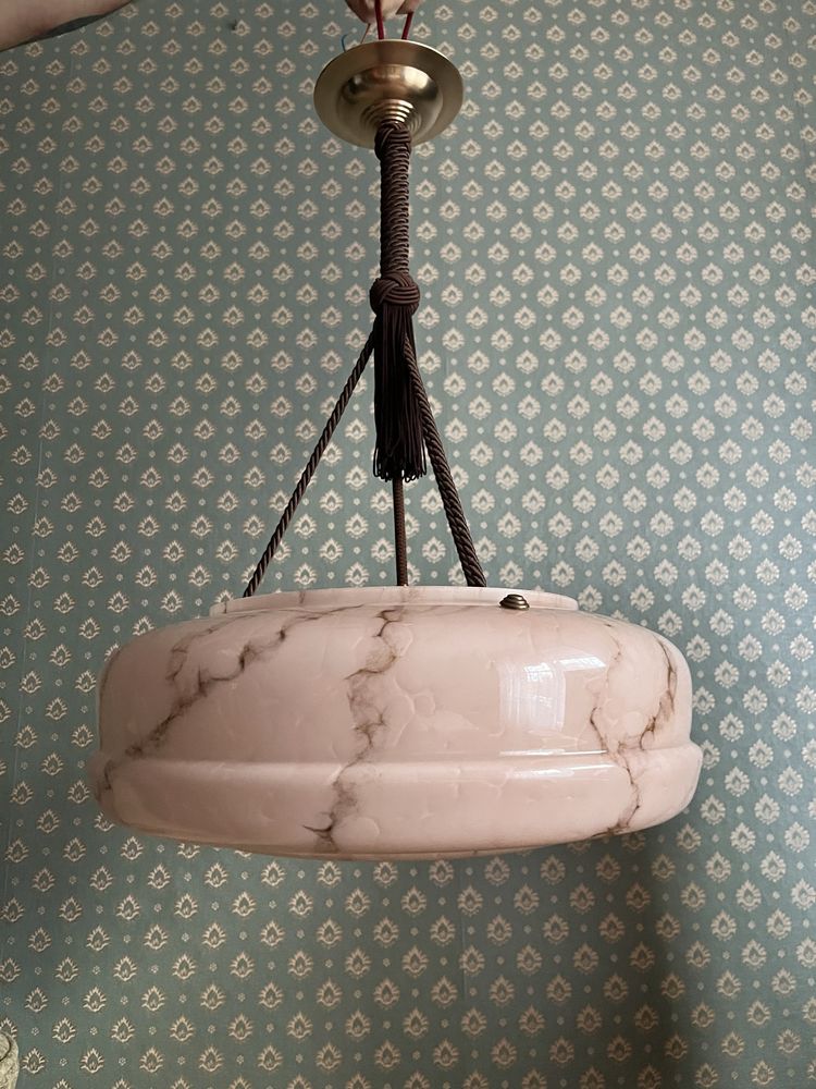 Lampa wisząca przedwojenna art deco ampla żyrandol antyk marmurek