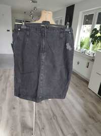 R.46 48 czarna jeansowa spódnica wysoki stan vintage