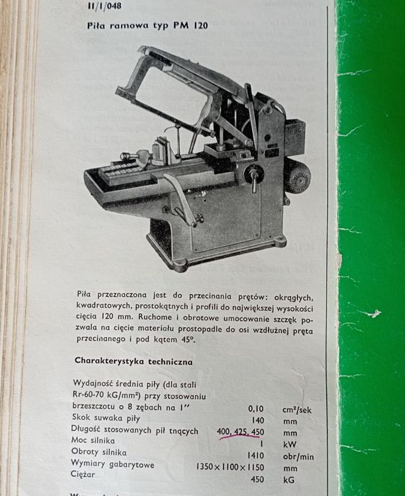 Piła ramowa typ PM120