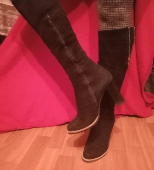 Сапоги чулки, натуральна замша