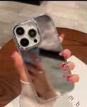 Чехол iphone 12 Pro Max, зеркало серебрянный минималистичный, дзерк