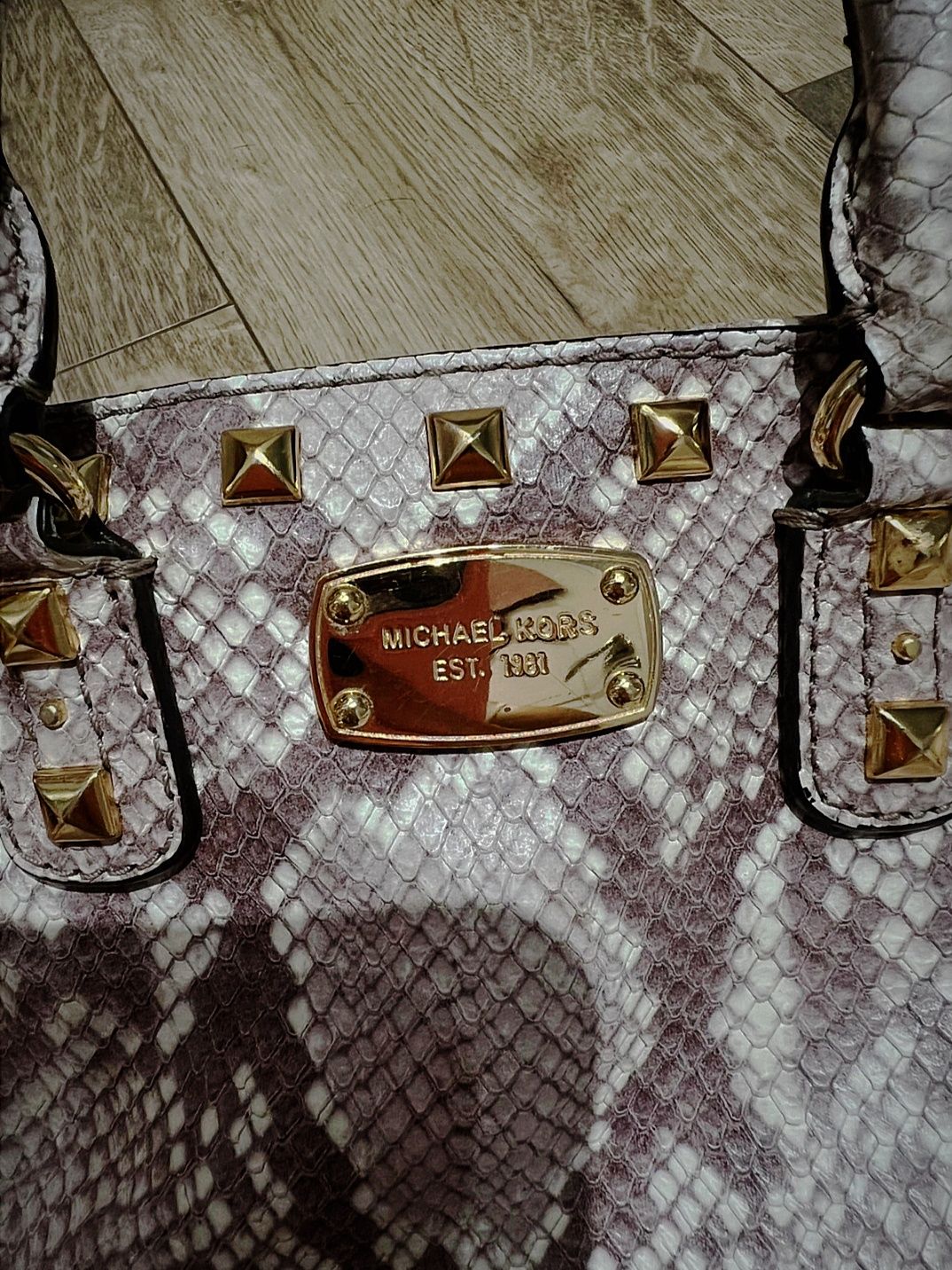 Skórzana Oryginalna torebka Michael Kors skóra naturalna SAFFIANO Wąż