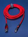 Kabel usb a - ubs c, 2m, 0.37om, czerwony, odłączalna końcówka c