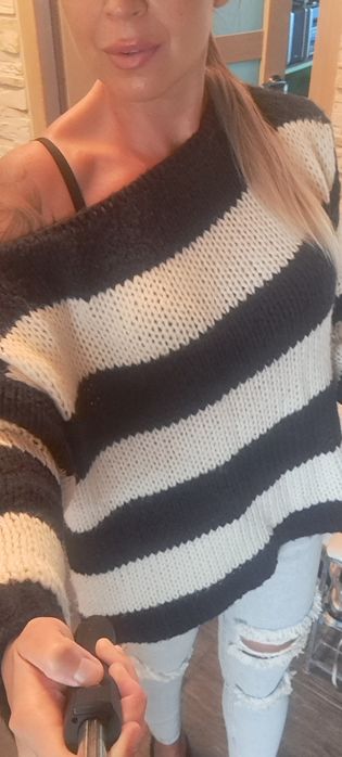 2 x sweter damski oversize paski S M L