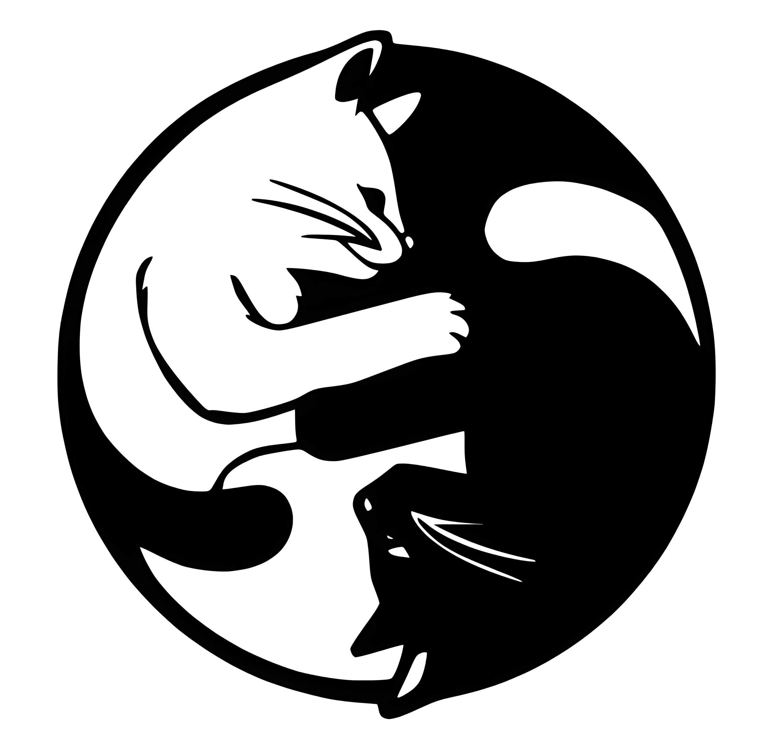 Yin Yang Dwa Koty Figura Ozdobna na ścianę