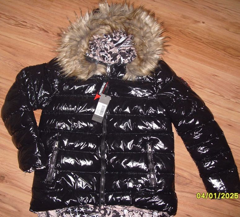 Dwustronna ciepła zimowa kurtka THE WESS_z połyskiem roz. M /L