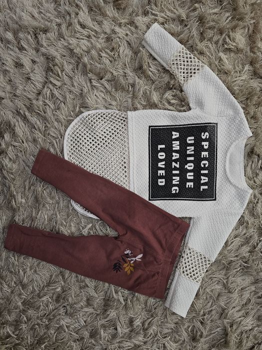 Komplet zestaw 92 bluzka/bluza legginsy