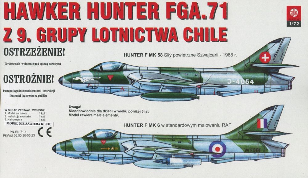 Model do sklejania samolot Hawker Hunter FGA.71 z 9 Plastyk S025