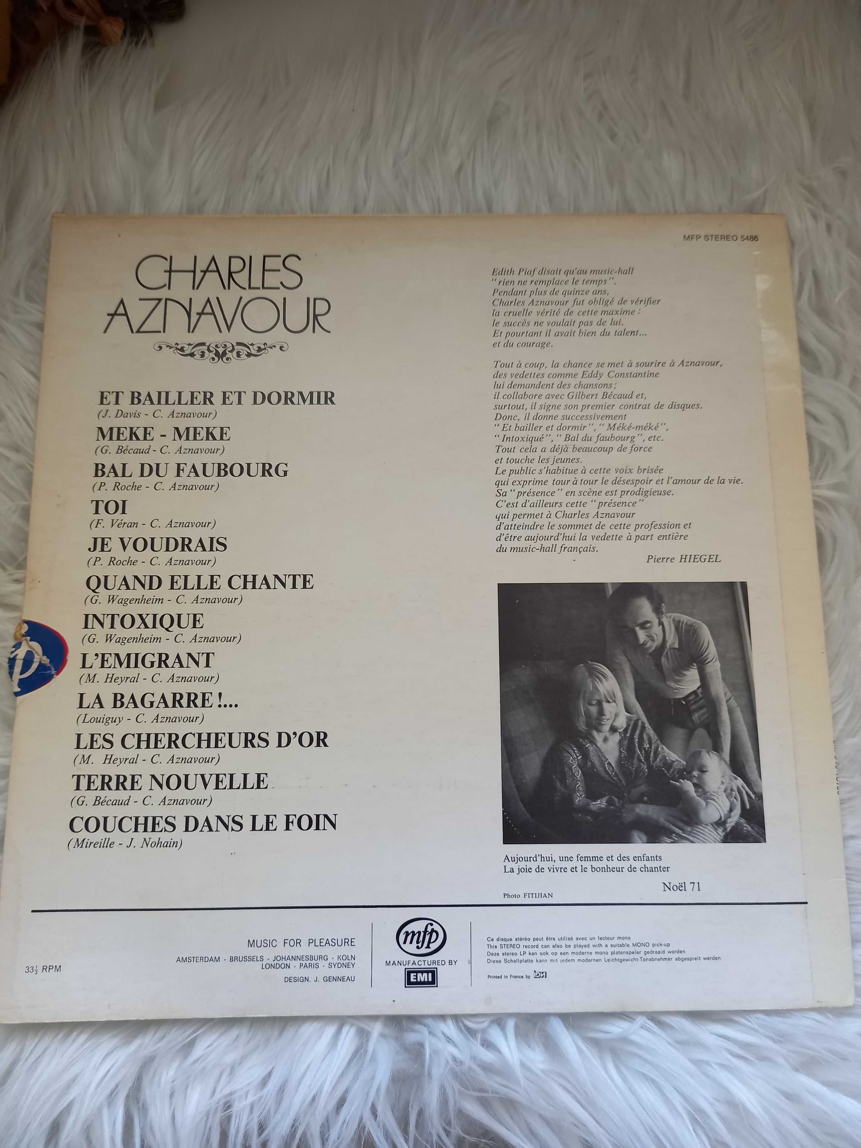 Charles Aznavour, płyta winylowa LP, wyd. EMI