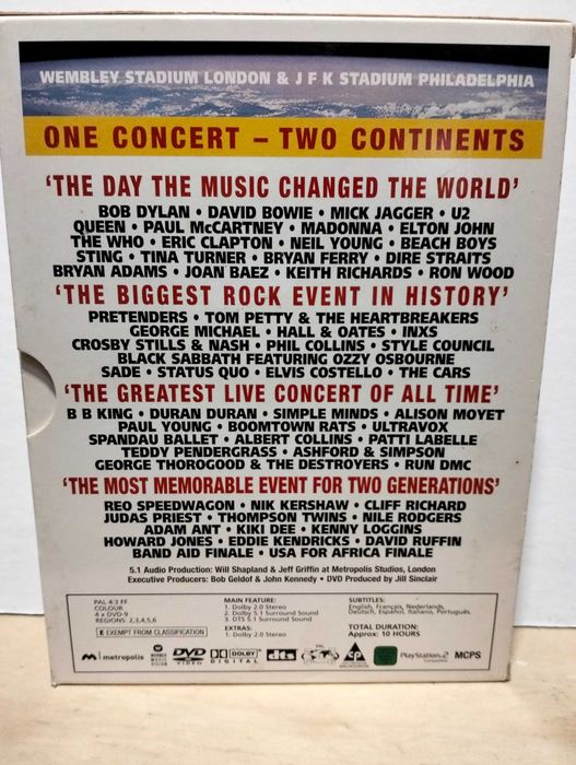 Live Aid - 4 DVDs em muito bom estado Dvds como novos