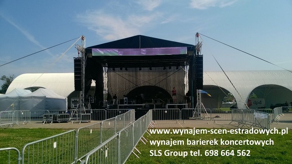 Wynajem scen, nagłośnienia, oświetlenia, barierek ochronnych