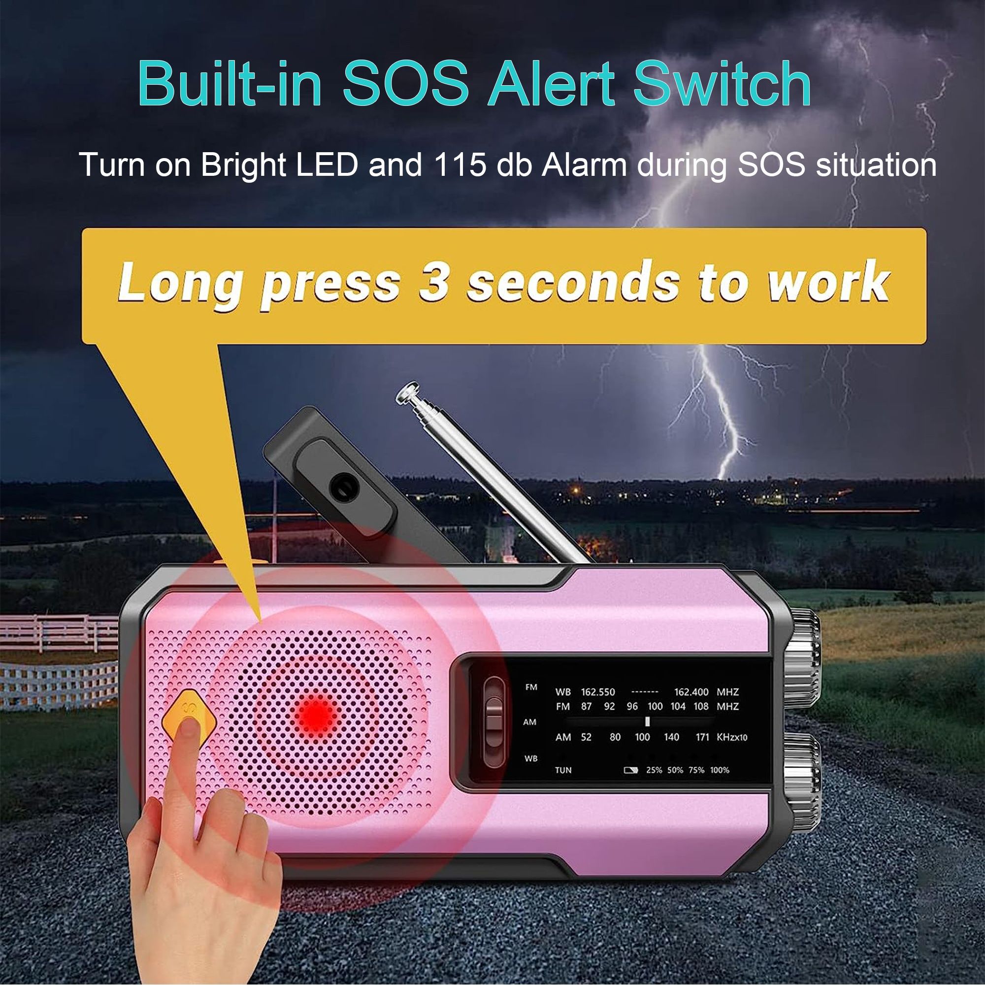Radio de Emergência Solar Dínamo Power Bank