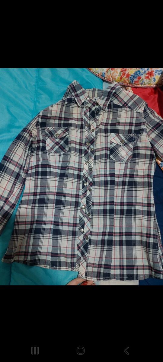 Camisa mulher padrão aos quadrados tamanho S