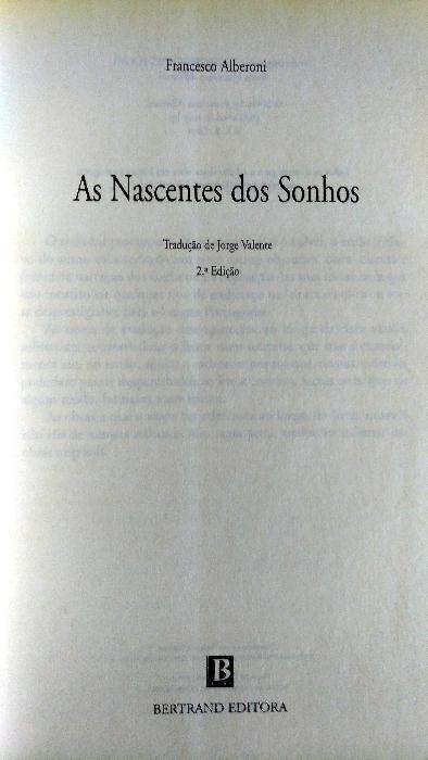 As Nascentes dos Sonhos de Francesco Alberoni