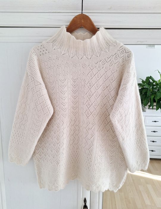 Sweter STEFANEL wełna angora i jedwabna koszula