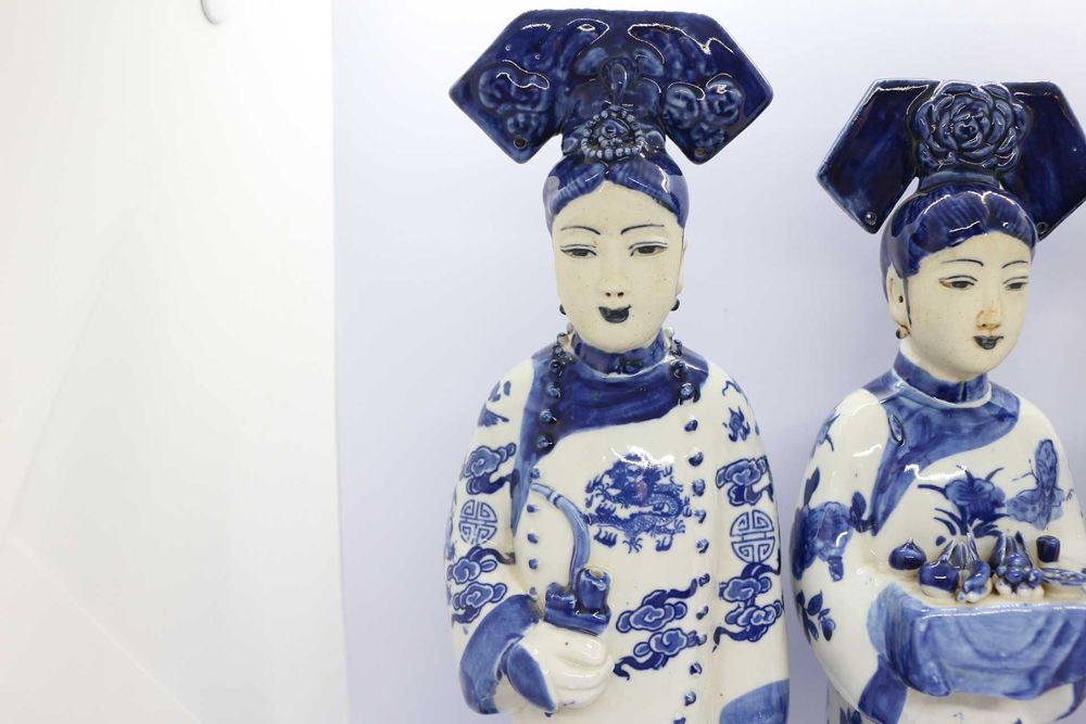 3 Dignatárias Escultura Porcelana Chinesa séc. XIX