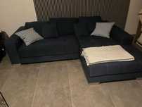 Sofa narożna, narożnik z funkcją masażu, niebieski