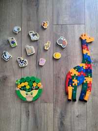 Zabawki drewniane balansująca żaba żyrafa alfabet zwierzaki