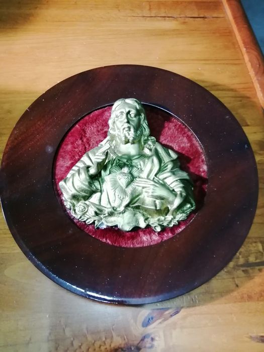Cristo em latão com moldura