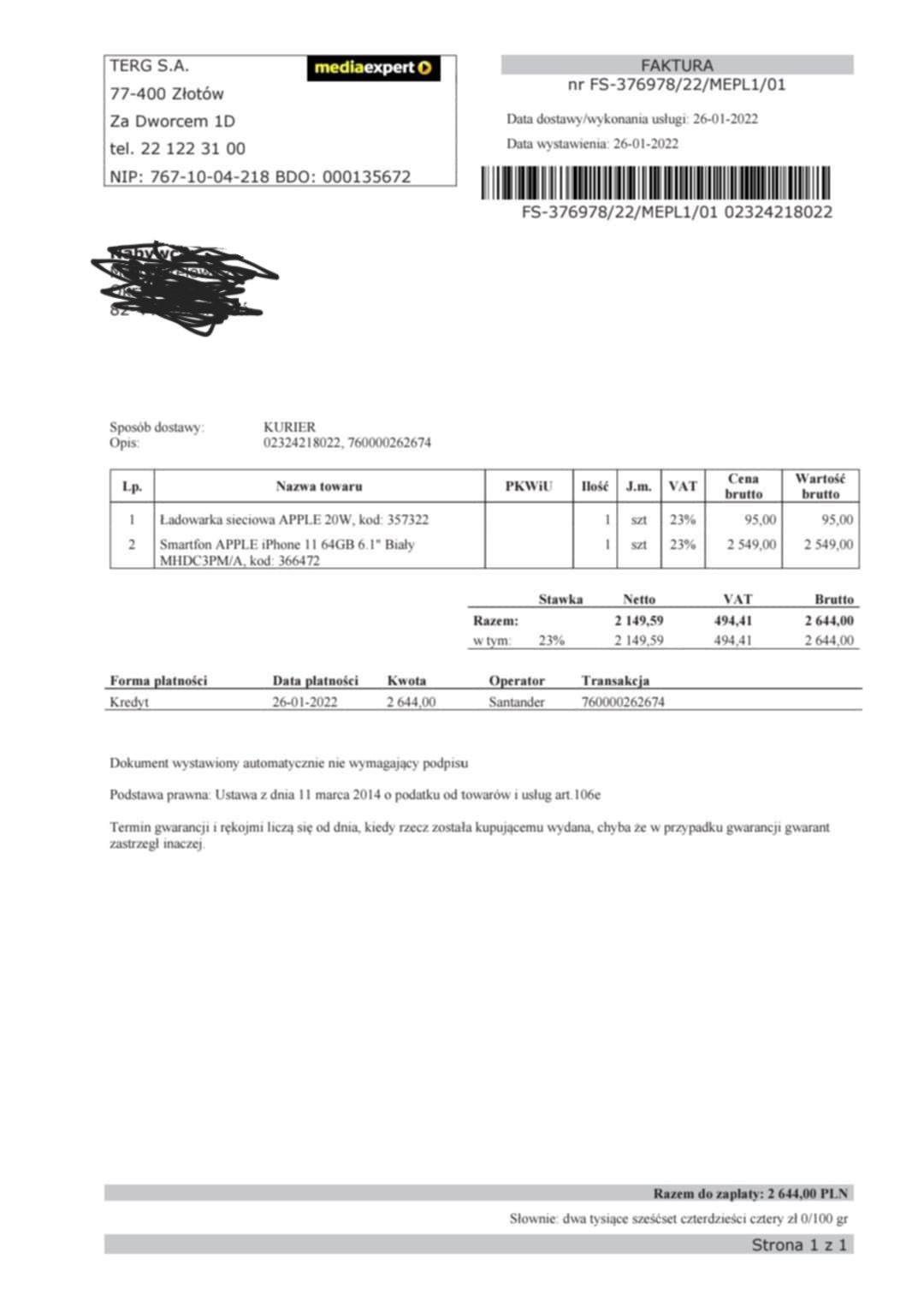 iPhone 11 64gb Biały