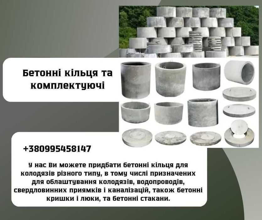 Бетоні кільця,кришки,стакани (колір-Ral-1)