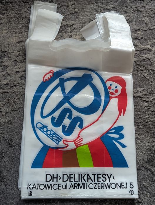 OKAZJA! 8x Kolekcjonerska reklamówka PSS SPOŁEM z czasów PRL - NOWA!