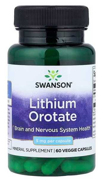 Swanson Lit, Orotan litu, 5 mg, Lithium Orotate  2 opakowania