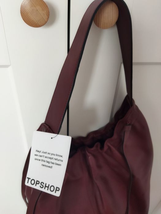 Bordowa skórzana torba