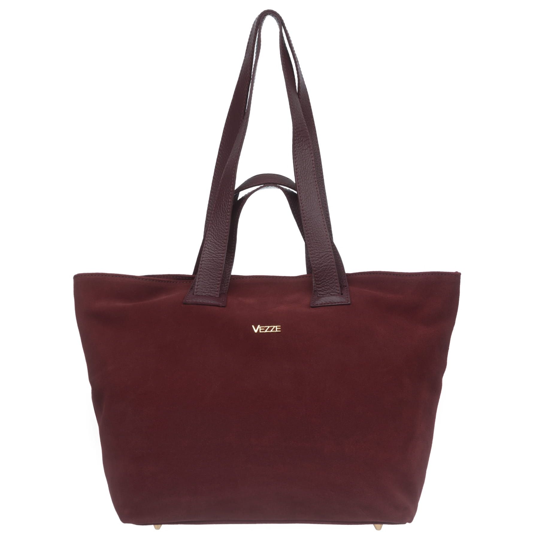 VEZZE torebka zamszowa shopper z długimi rączkami V498 c.bordowa